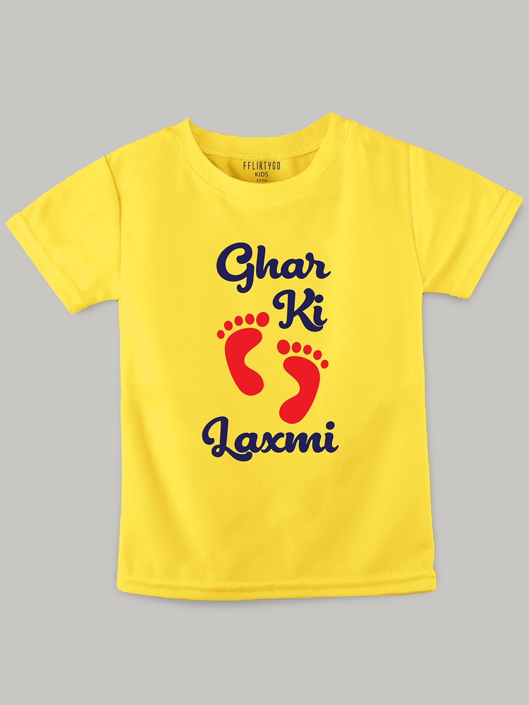 

FFLIRTYGO Kids Graphic Printed Cotton T-shirt, Yellow