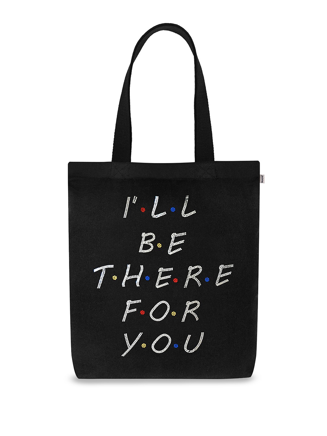

MASQ Tyopography Printed Shopper Tote Bag, Black