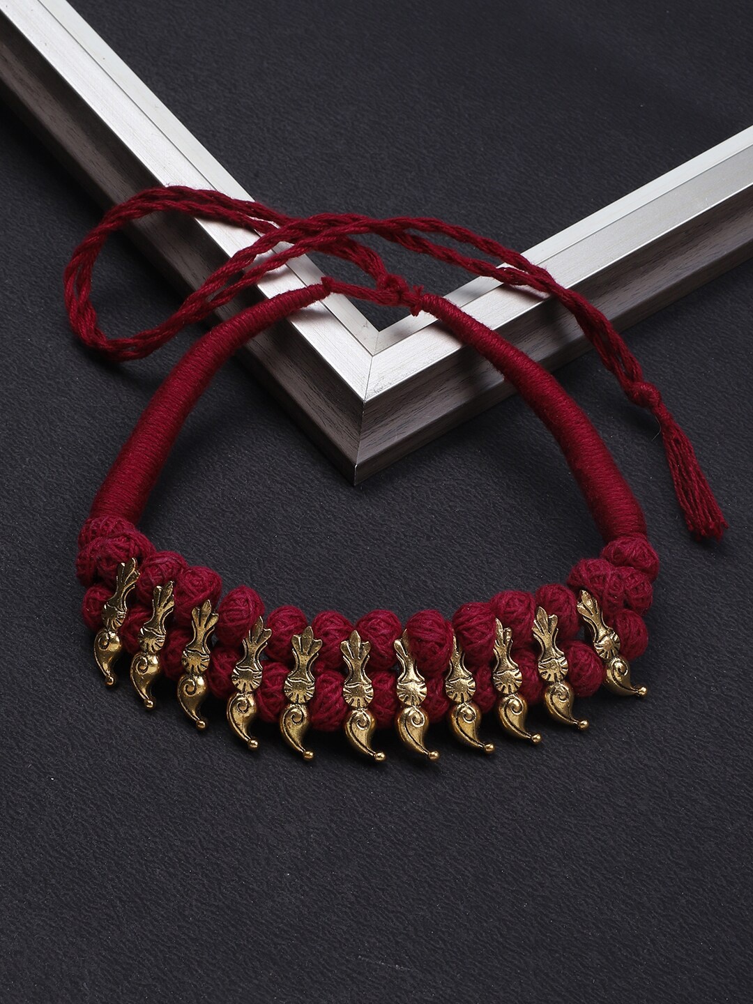 

FIROZA Statement Tribal Choker Necklace, Maroon