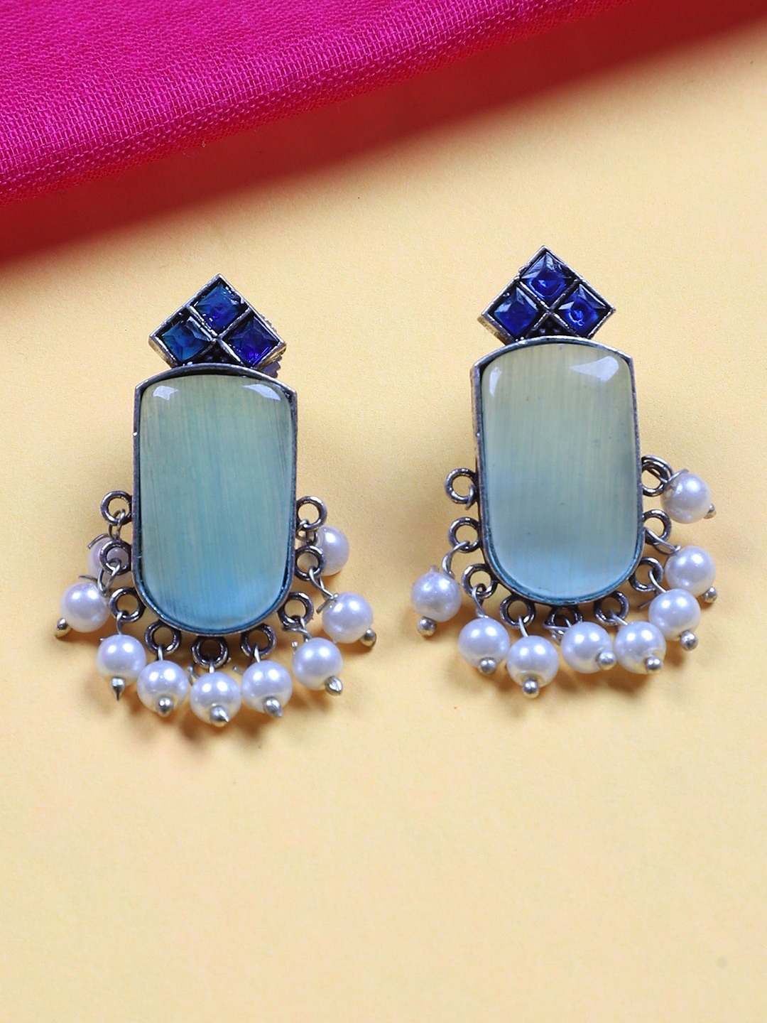 

FIROZA Geometric Shaped Stud Earrings, Blue