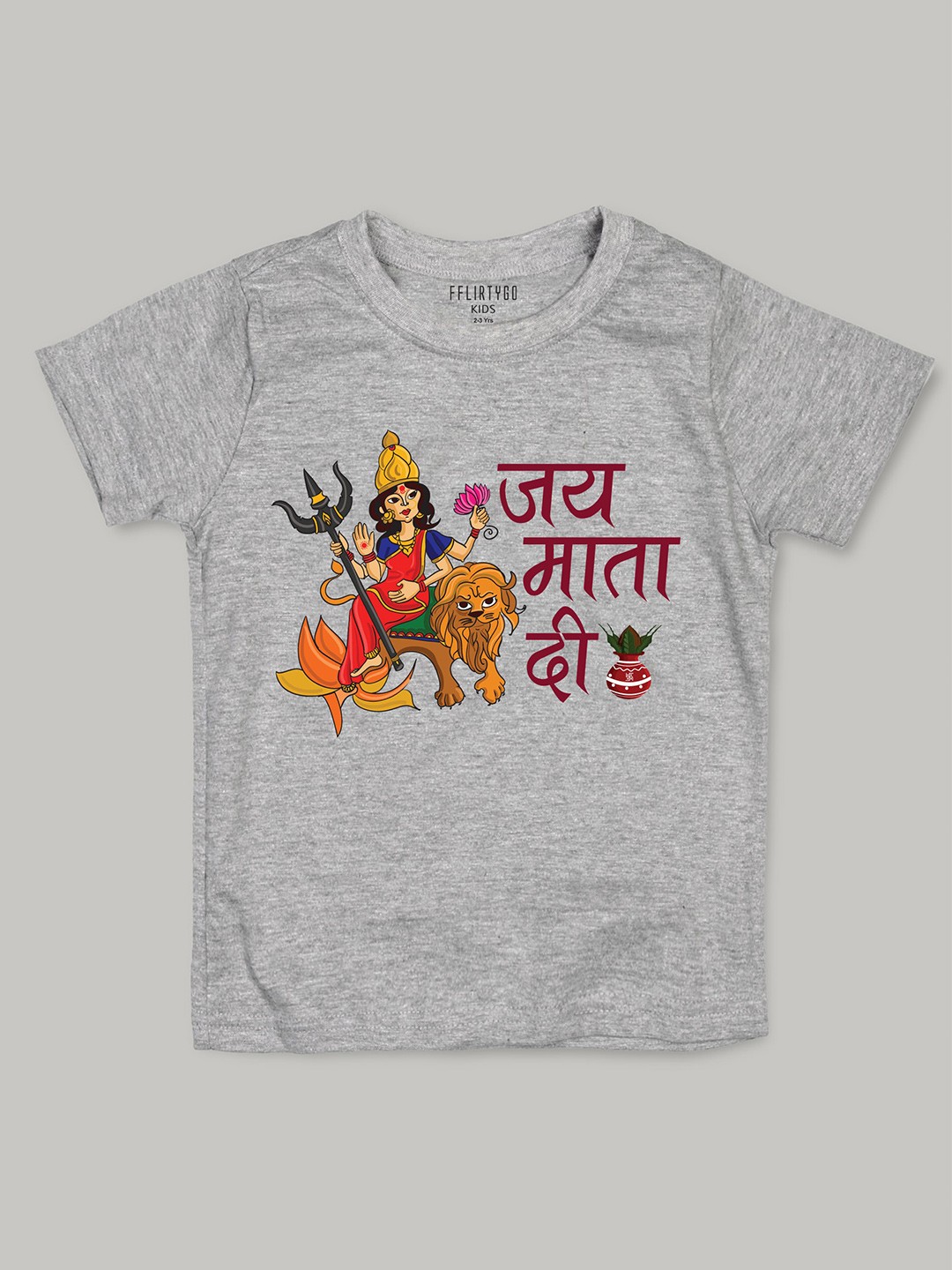 

FFLIRTYGO Kids Graphic Printed Pure Cotton T-Shirt, Grey