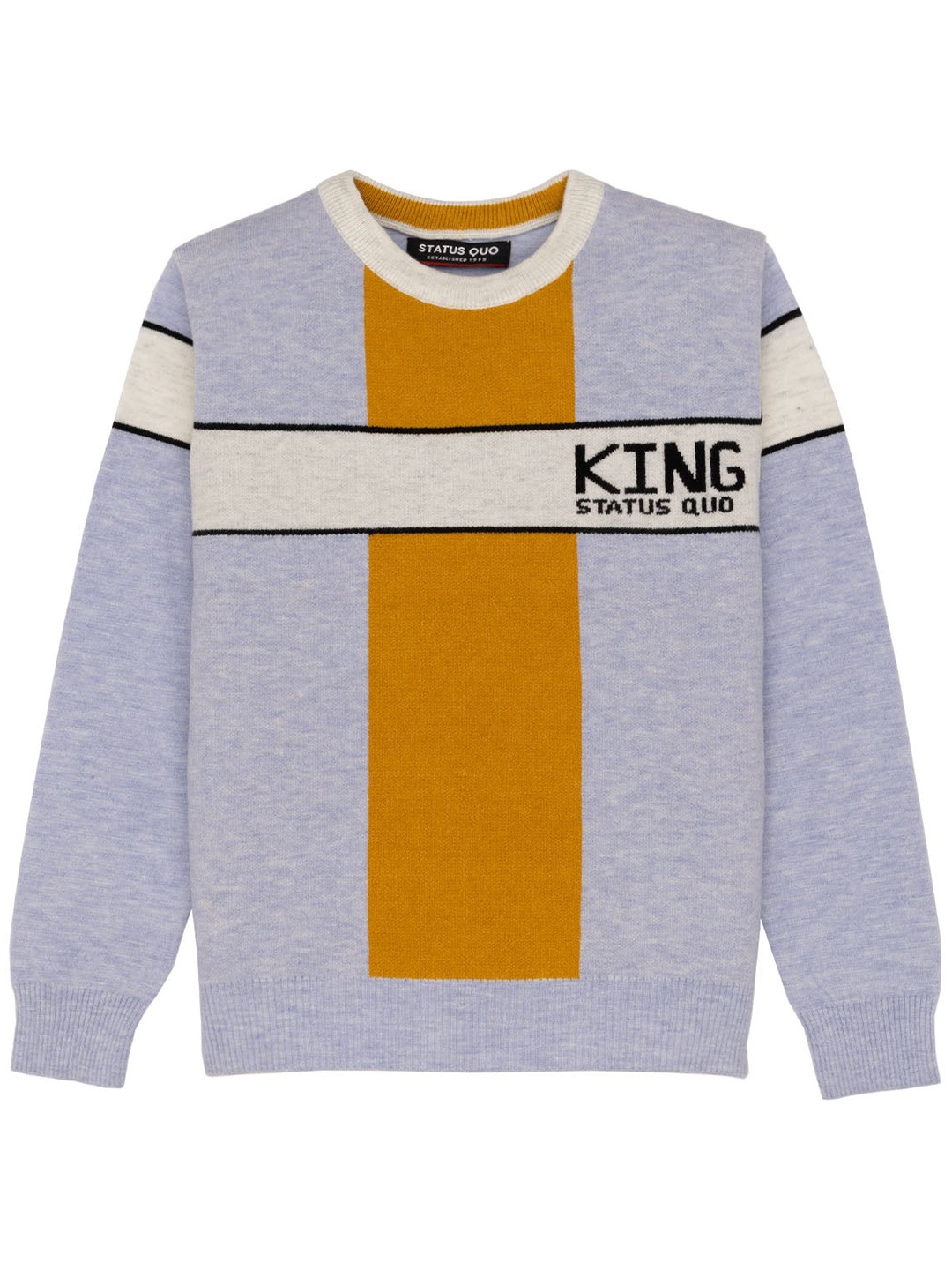 

Status Quo Boys Colourblocked Acrylic Pullover Sweater, Blue