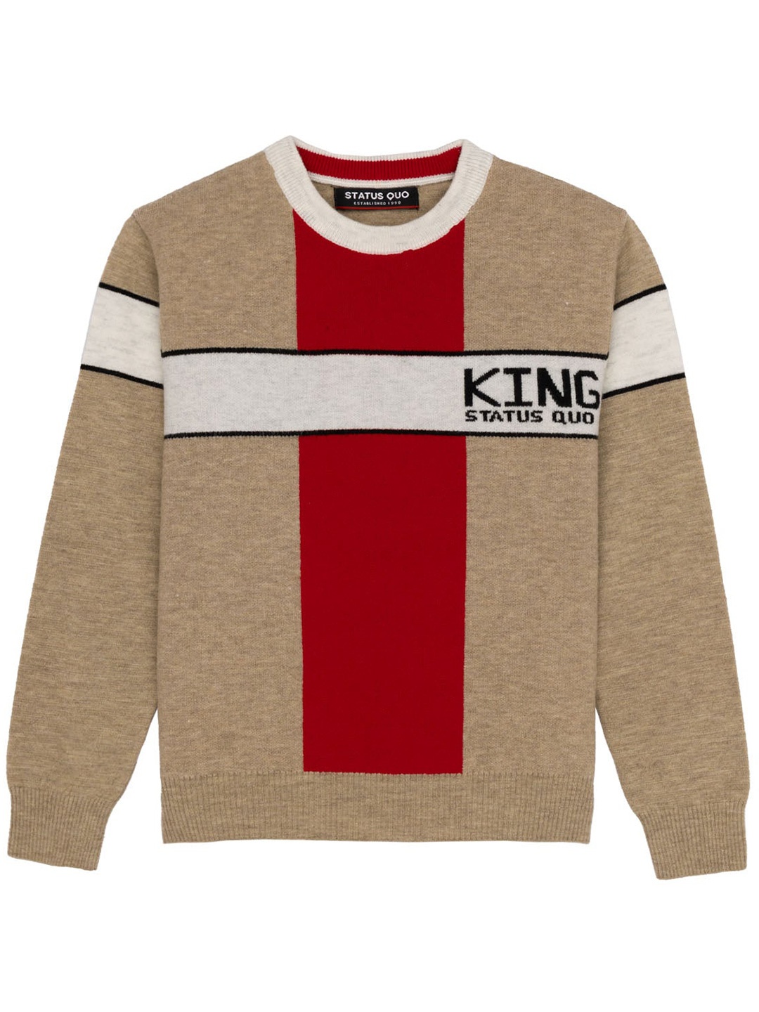 

Status Quo Boys Colourblocked Acrylic Pullover, Beige