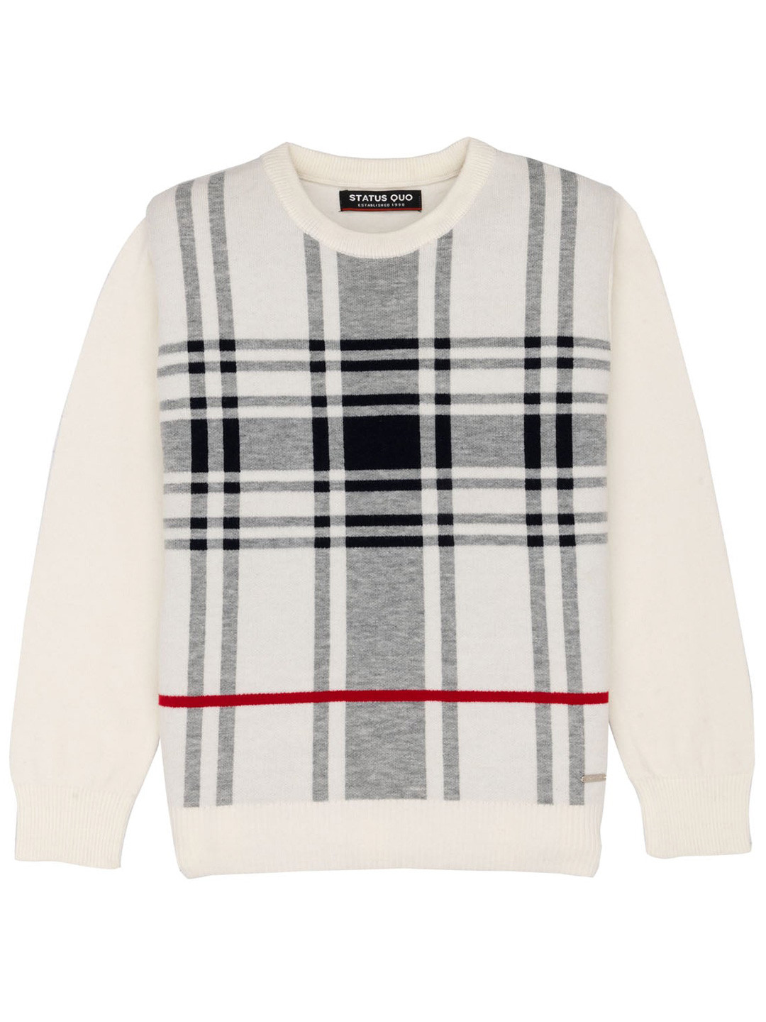 

Status Quo Boys Checked Acrylic Pullover, Off white