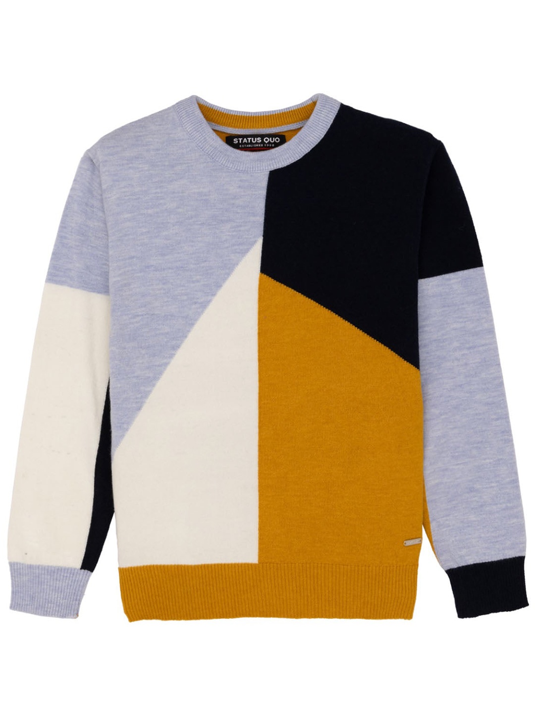 

Status Quo Boys Colourblocked Acrylic Pullover Sweater, Blue