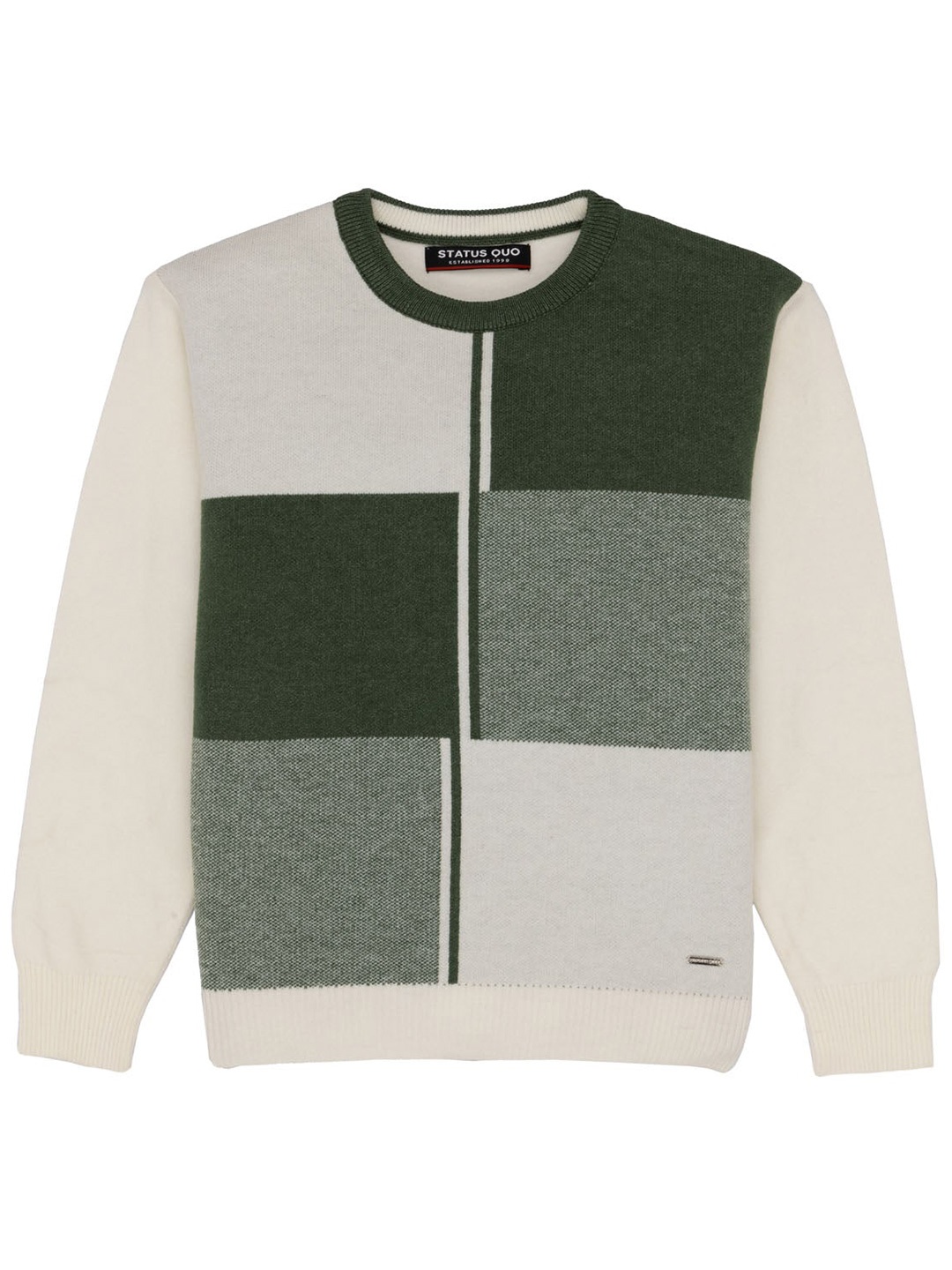 

Status Quo Boys Colourblocked Acrylic Pullover Sweater, Olive