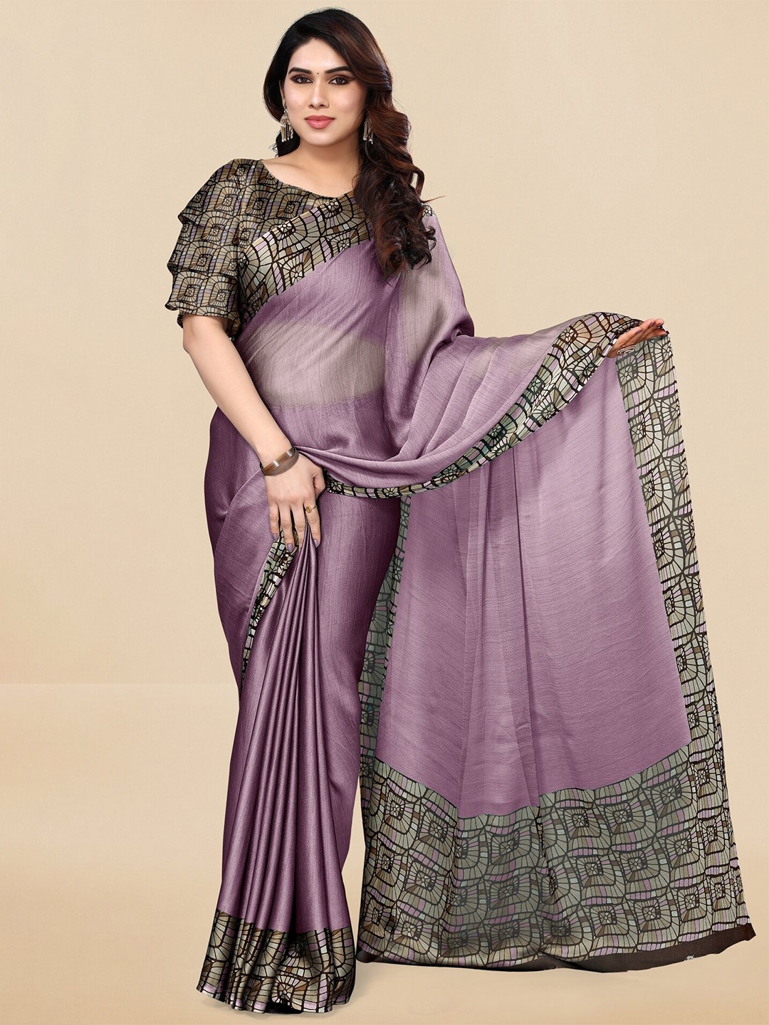 

MIRCHI FASHION Abstract Printed Saree, Purple