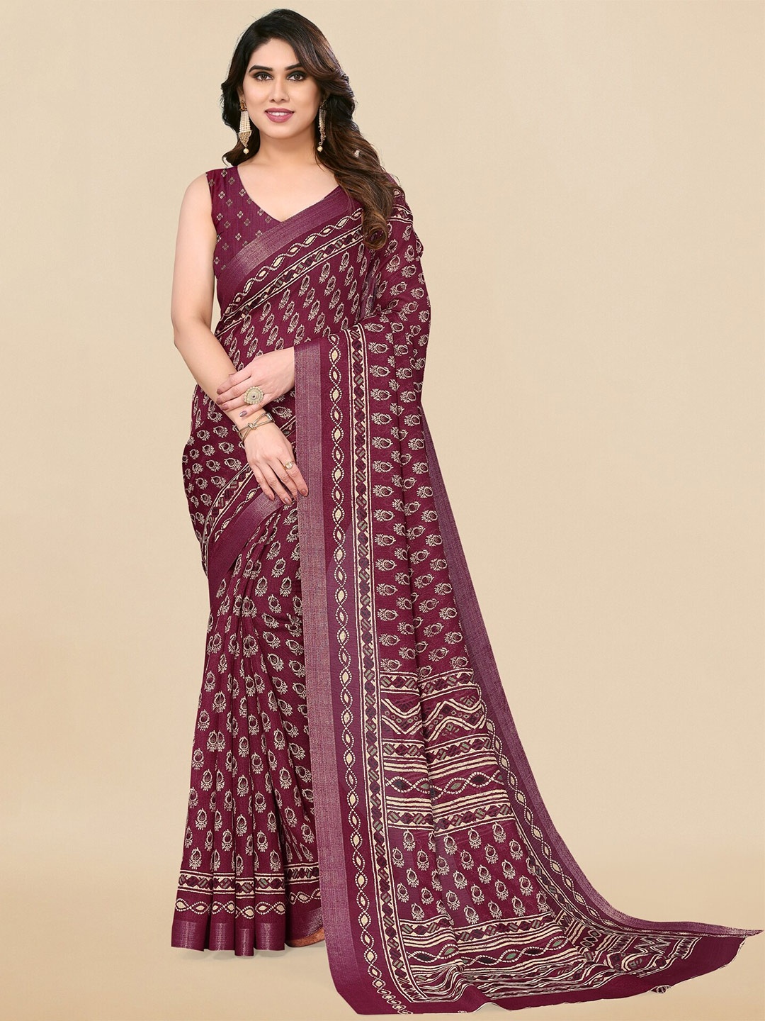 

MIRCHI FASHION Paisley Printed Art Silk Saree, Purple