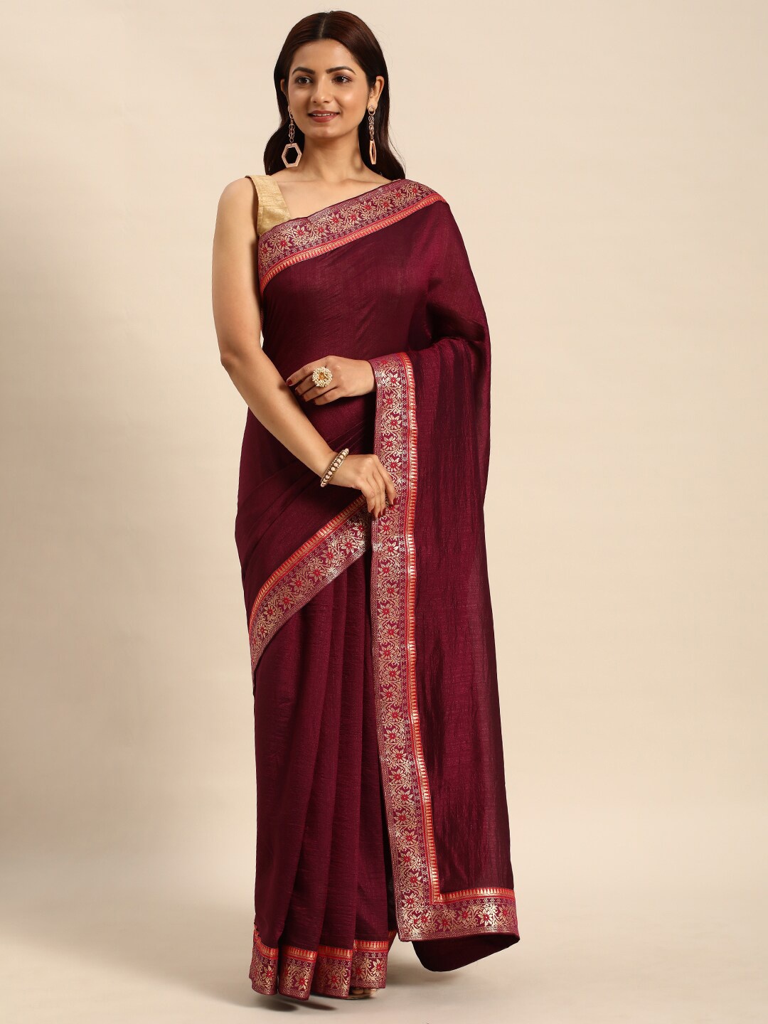 

KALINI Zari Pure Silk Saree, Red