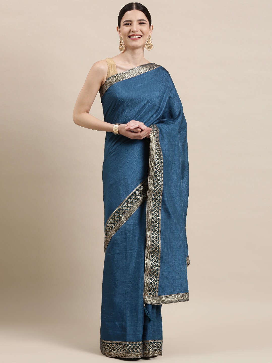 

KALINI Zari Pure Silk Saree, Blue