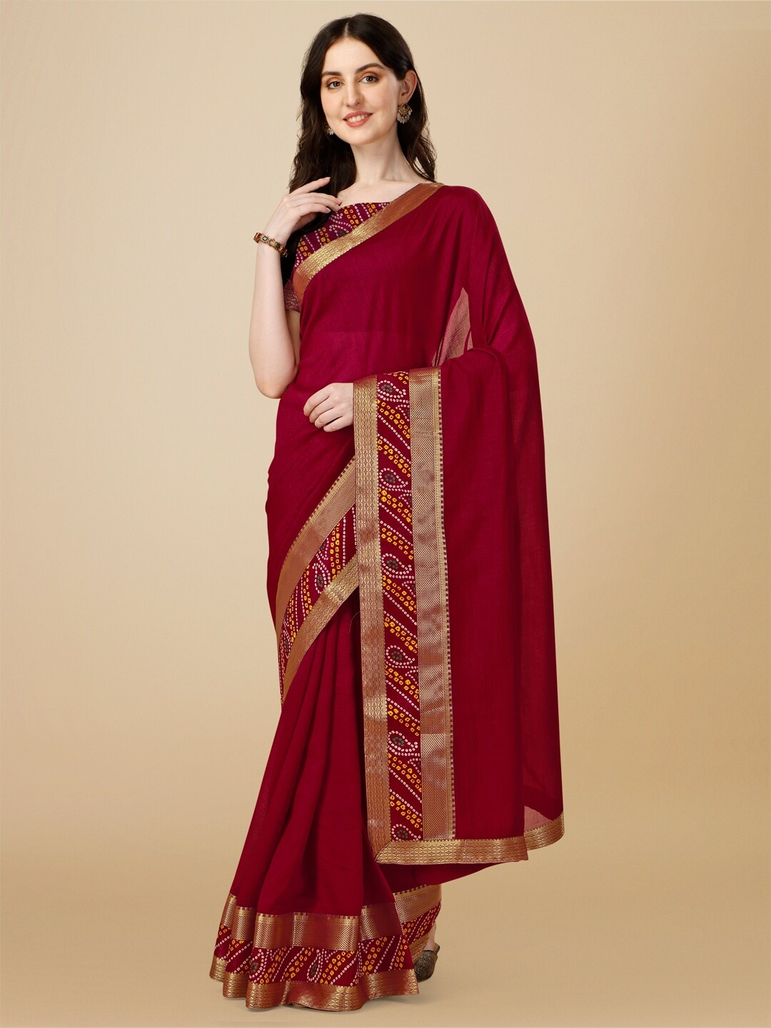 

KALINI Zari Pure Silk Saree, Maroon