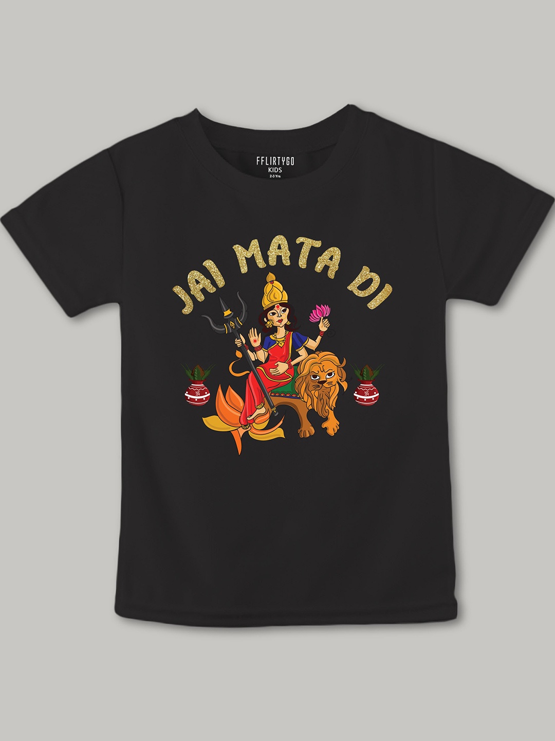 

FFLIRTYGO Kids Graphic Printed Cotton T-shirt, Black