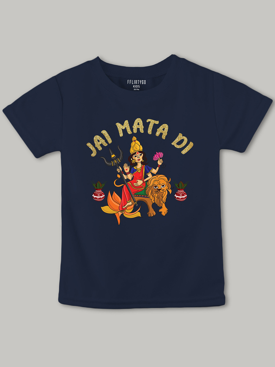 

FFLIRTYGO Kids Graphic Printed Cotton T-shirt, Navy blue