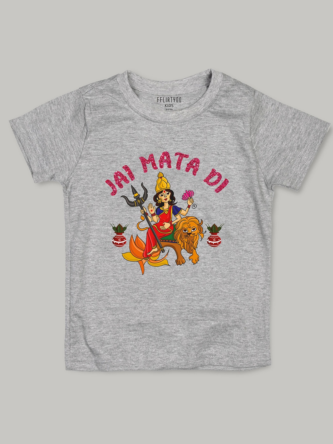 

FFLIRTYGO Kids Graphic Printed Cotton T-shirt, Grey