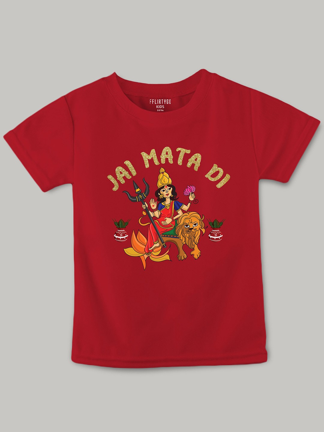 

FFLIRTYGO Kids Graphic Printed Cotton T-shirt, Red