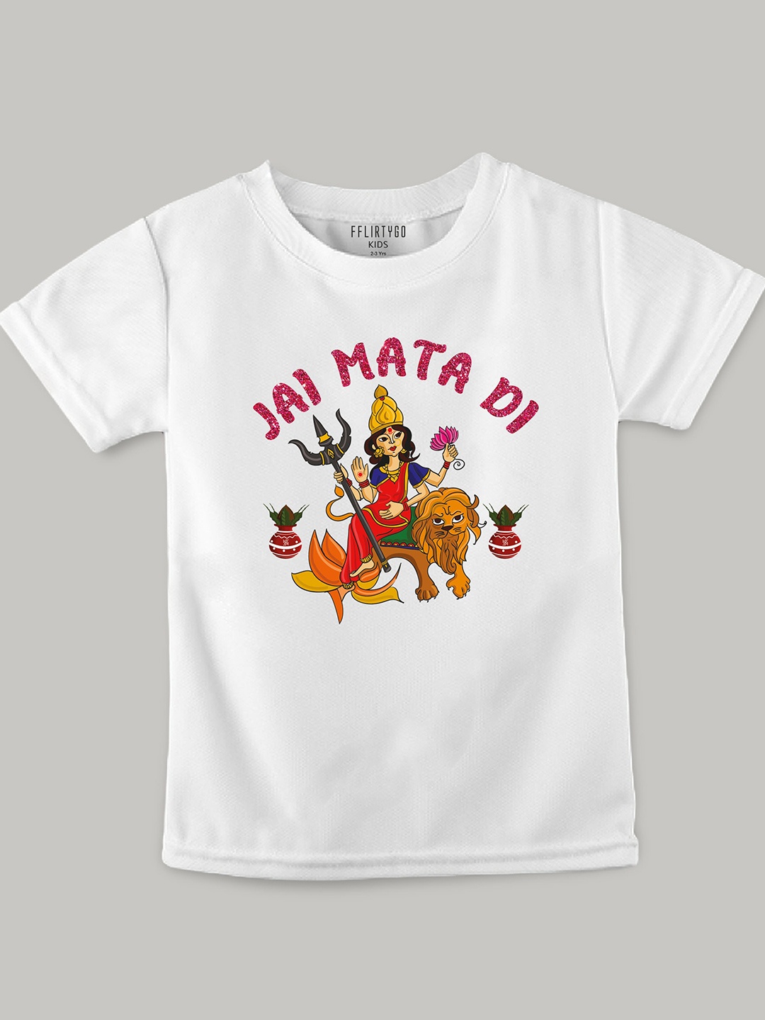 

FFLIRTYGO Kids Graphic Printed Pure Cotton T-Shirt, White