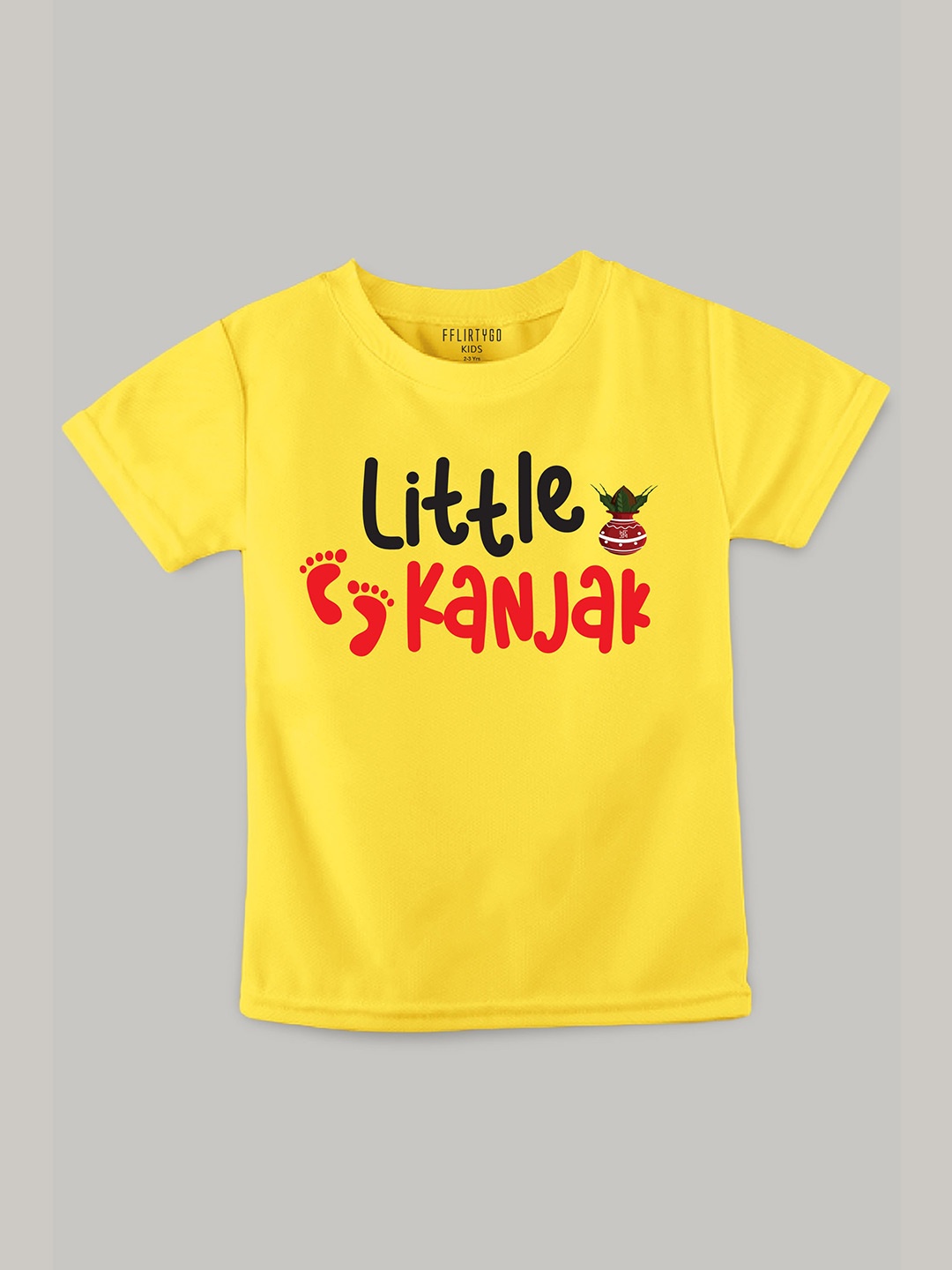 

FFLIRTYGO Kids Typography Printed Cotton T-shirt, Yellow