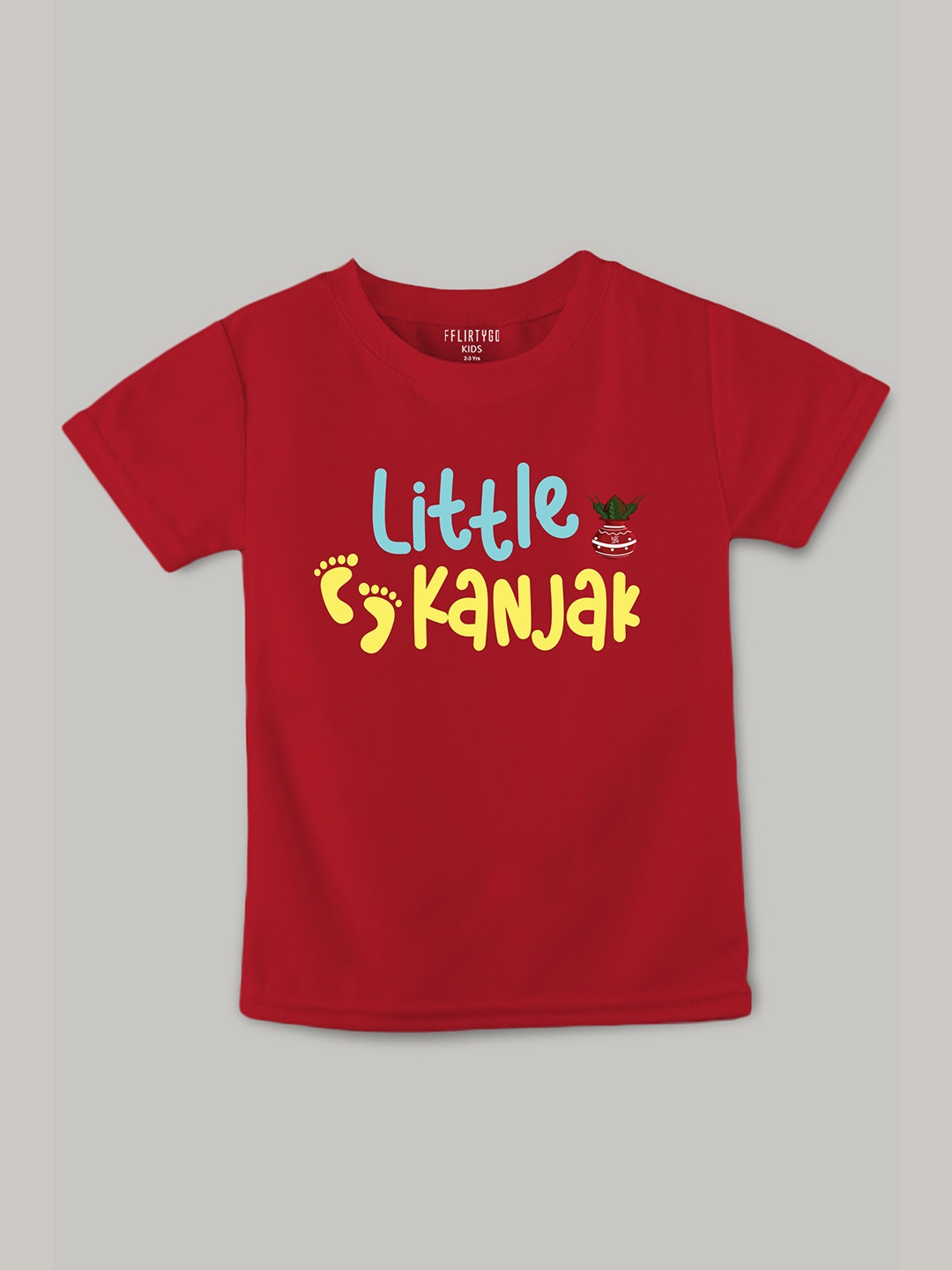 

FFLIRTYGO Kids Typography Printed Cotton T-shirt, Red