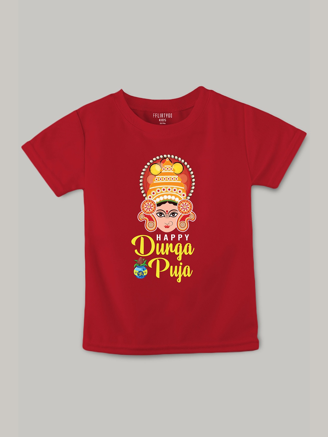 

FFLIRTYGO Kids Typography Printed Cotton T-Shirt, Red