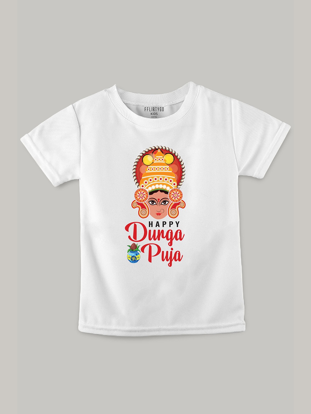 

FFLIRTYGO Kids Typography Printed Cotton T-Shirt, White