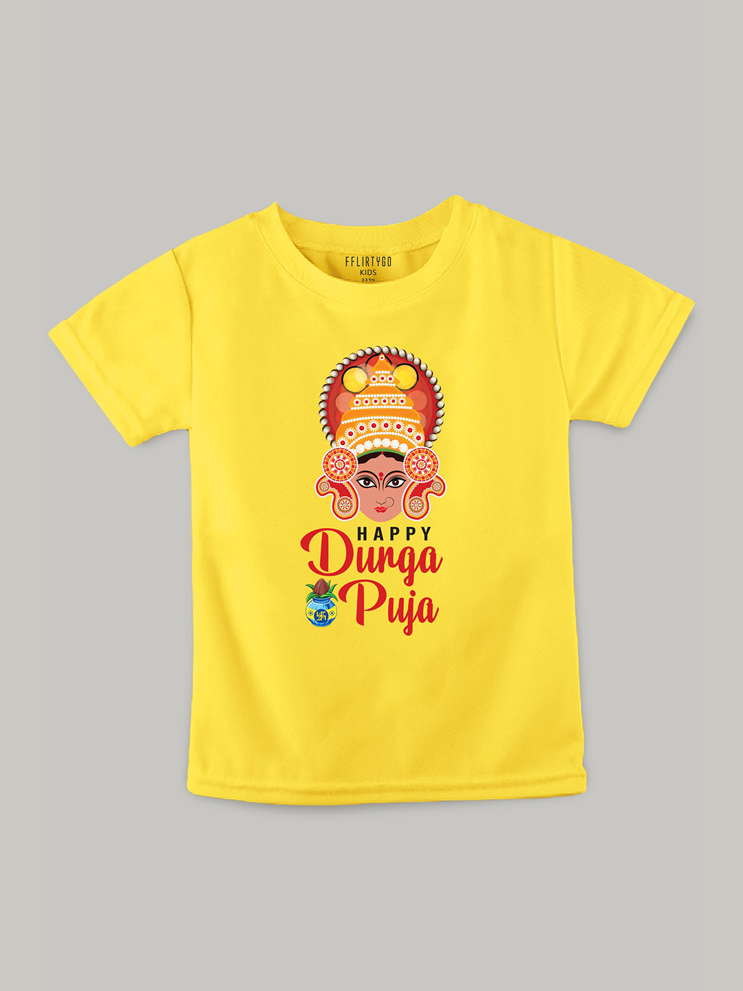 

FFLIRTYGO Kids Typography Printed Cotton T-Shirt, Yellow