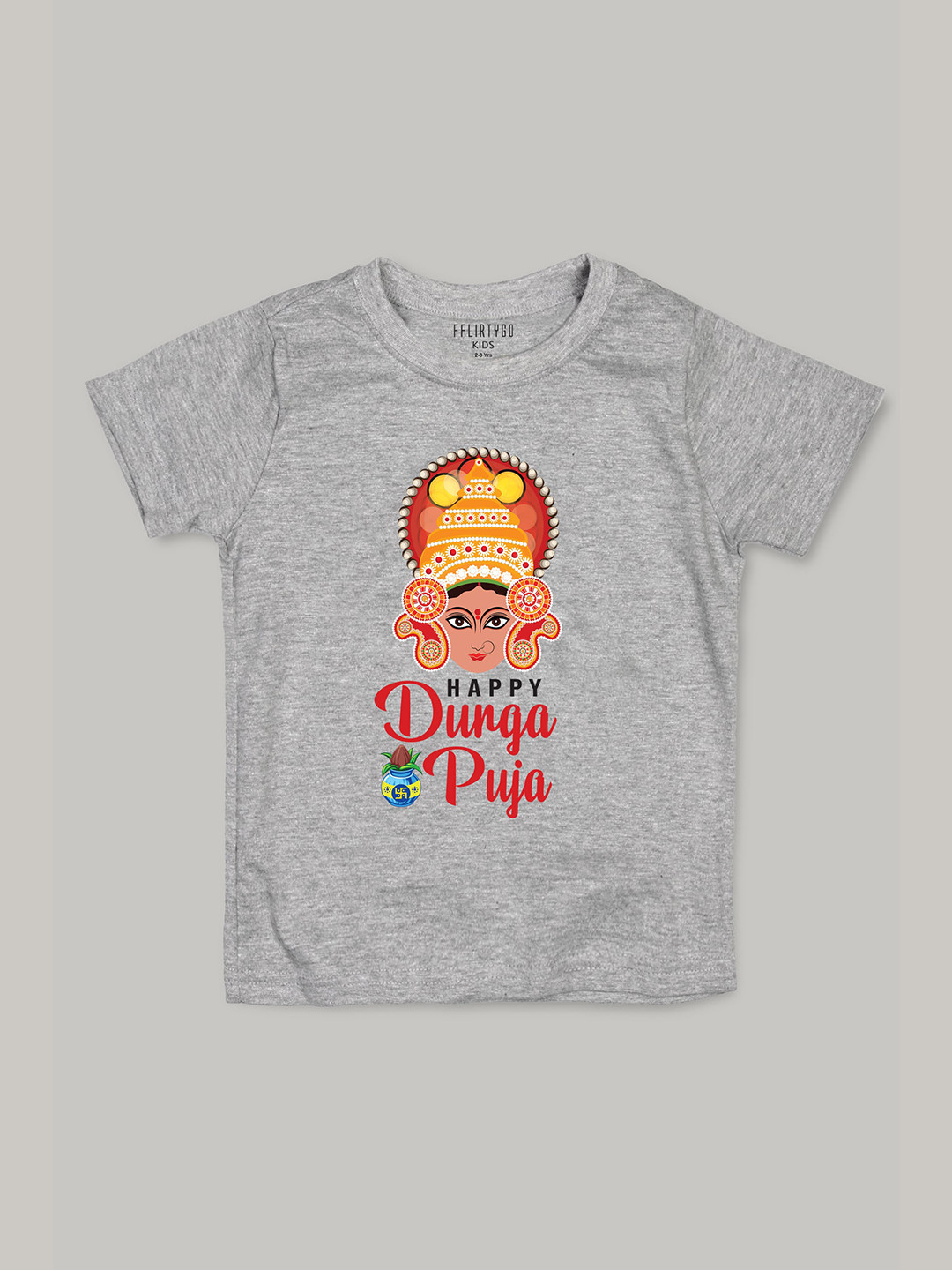

FFLIRTYGO Kids Typography Printed Cotton T-Shirt, Grey