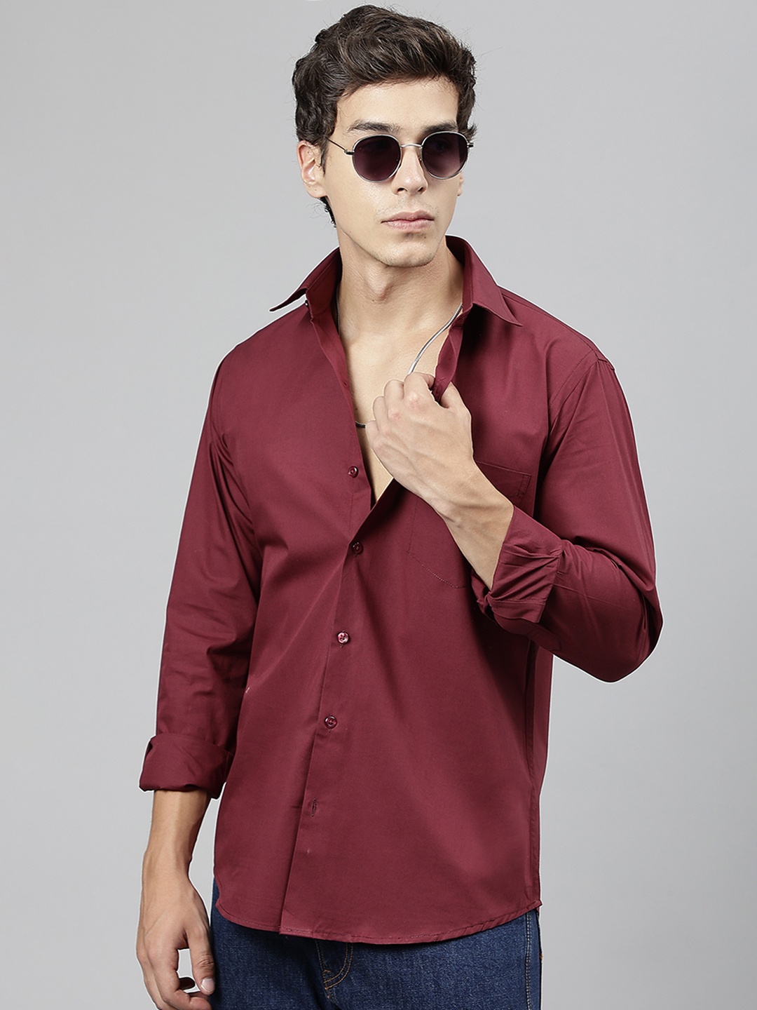 

Hancock Standard Slim Fit Pure Cotton Casual Shirt, Burgundy