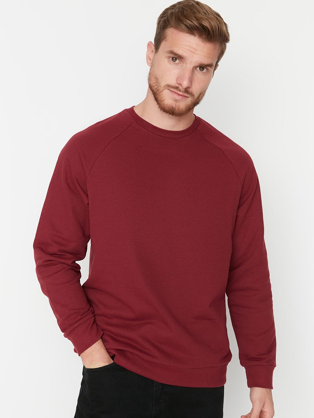 

Trendyol Round Neck Pullover Sweatshirt, Maroon