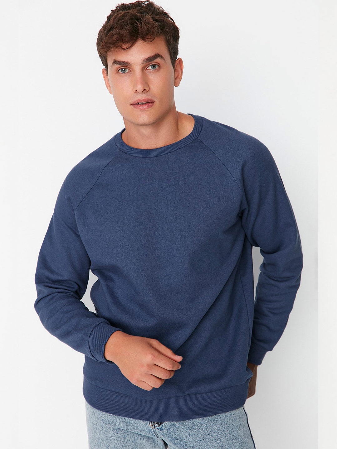 

Trendyol Round Neck Cotton Sweatshirt, Blue