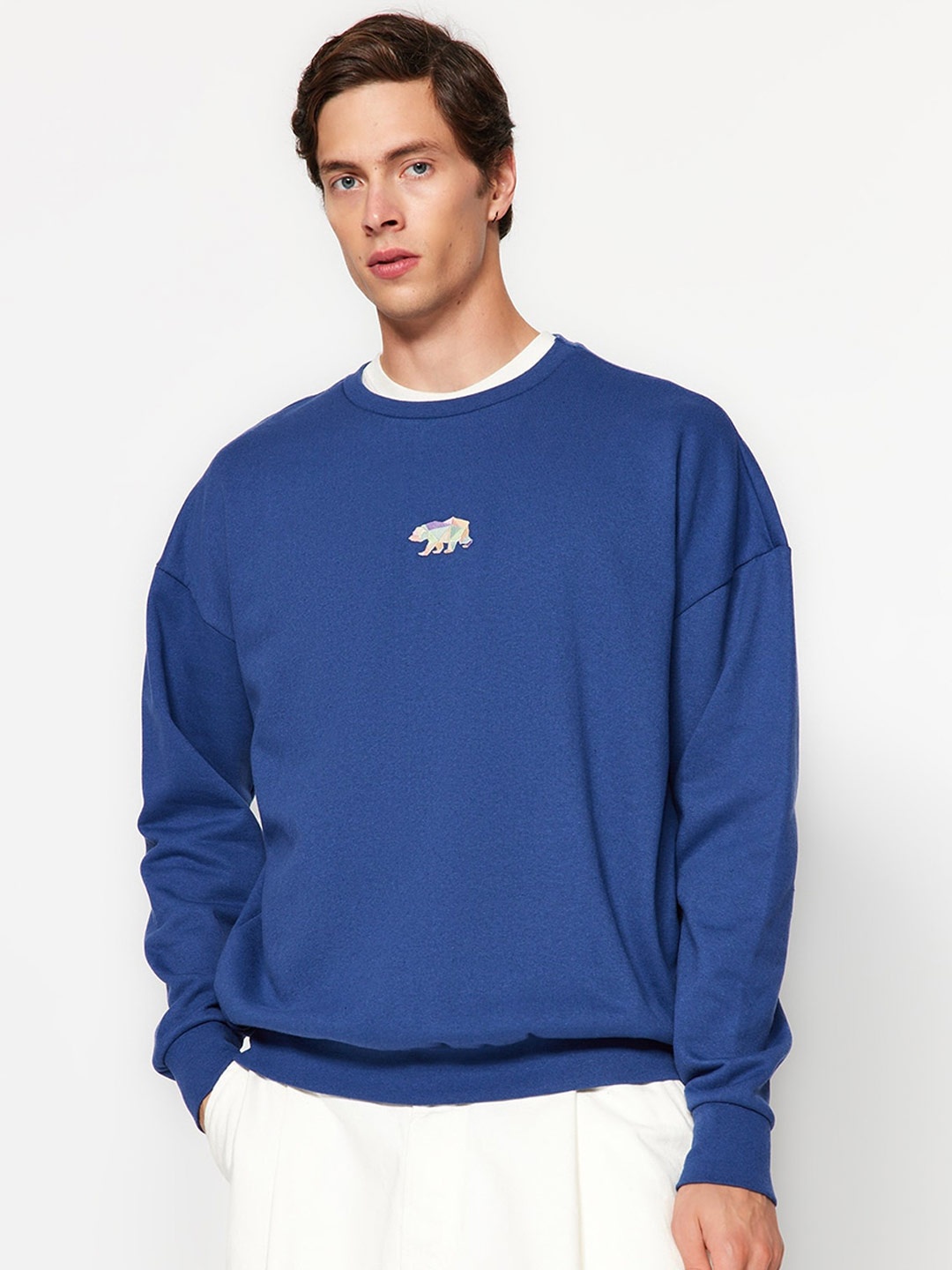 

Trendyol Round Neck Pullover Sweatshirt, Blue