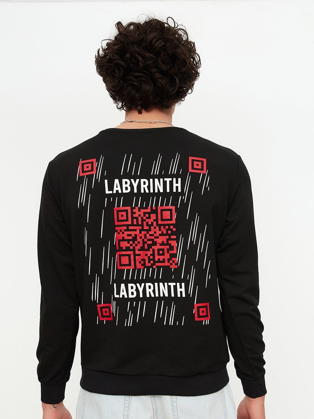 

Trendyol Graphic Printed Cotton Sweatshirt, Black
