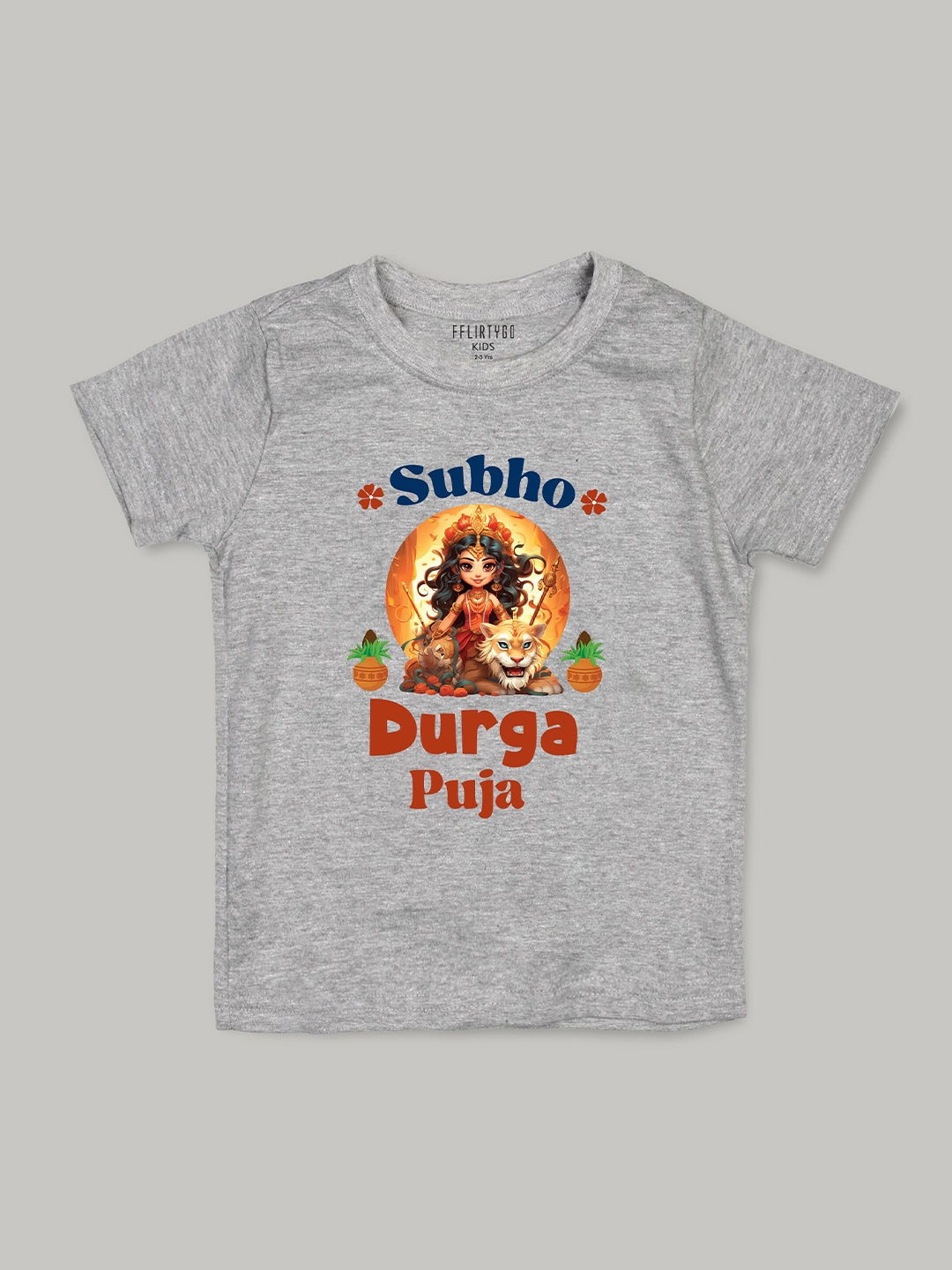 

FFLIRTYGO Kids Graphic Printed Pure Cotton T-Shirt, Grey