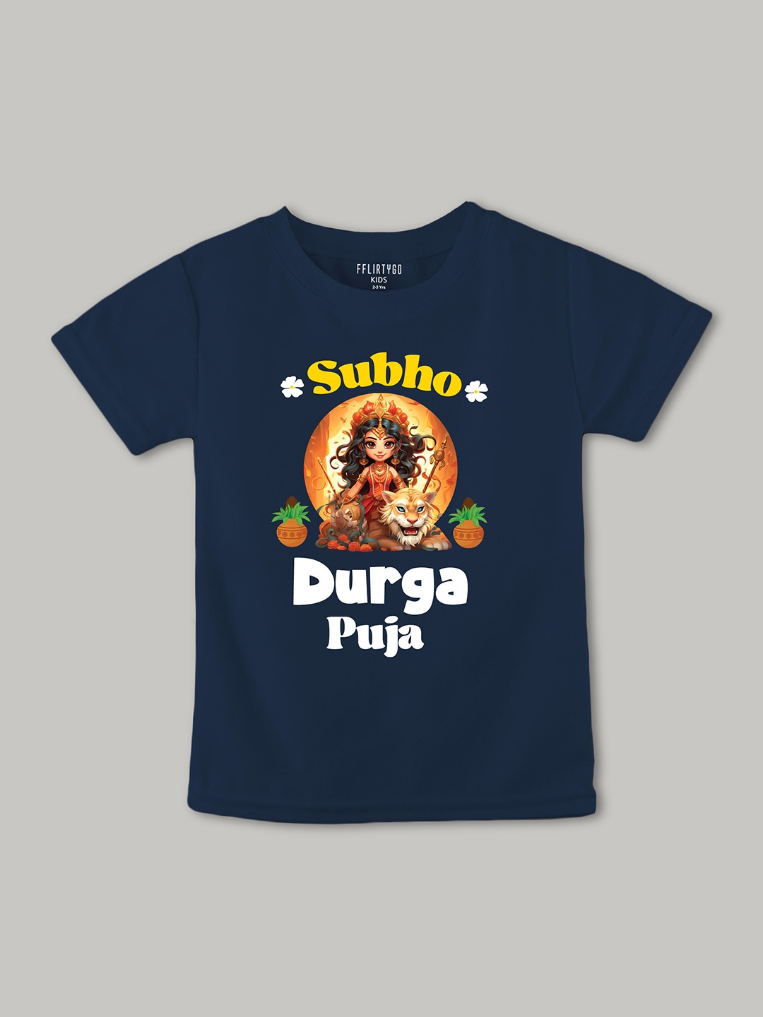 

FFLIRTYGO Kids Graphic Printed Pure Cotton T-Shirt, Navy blue