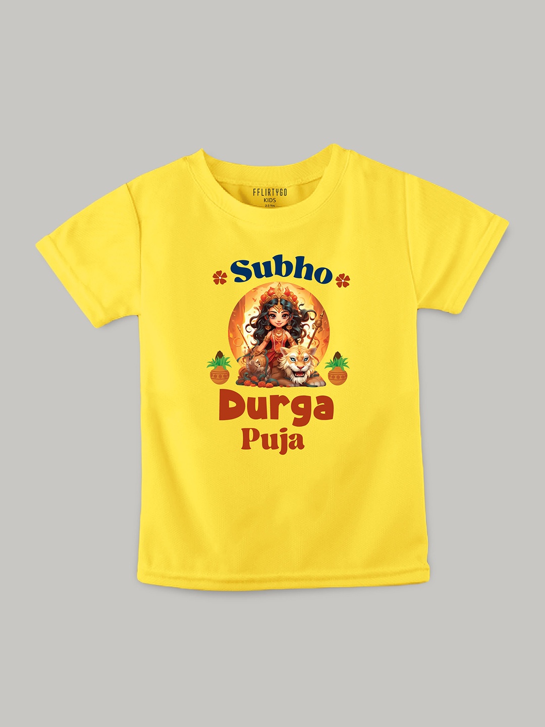 

FFLIRTYGO Kids Graphic Printed Pure Cotton T-Shirt, Yellow