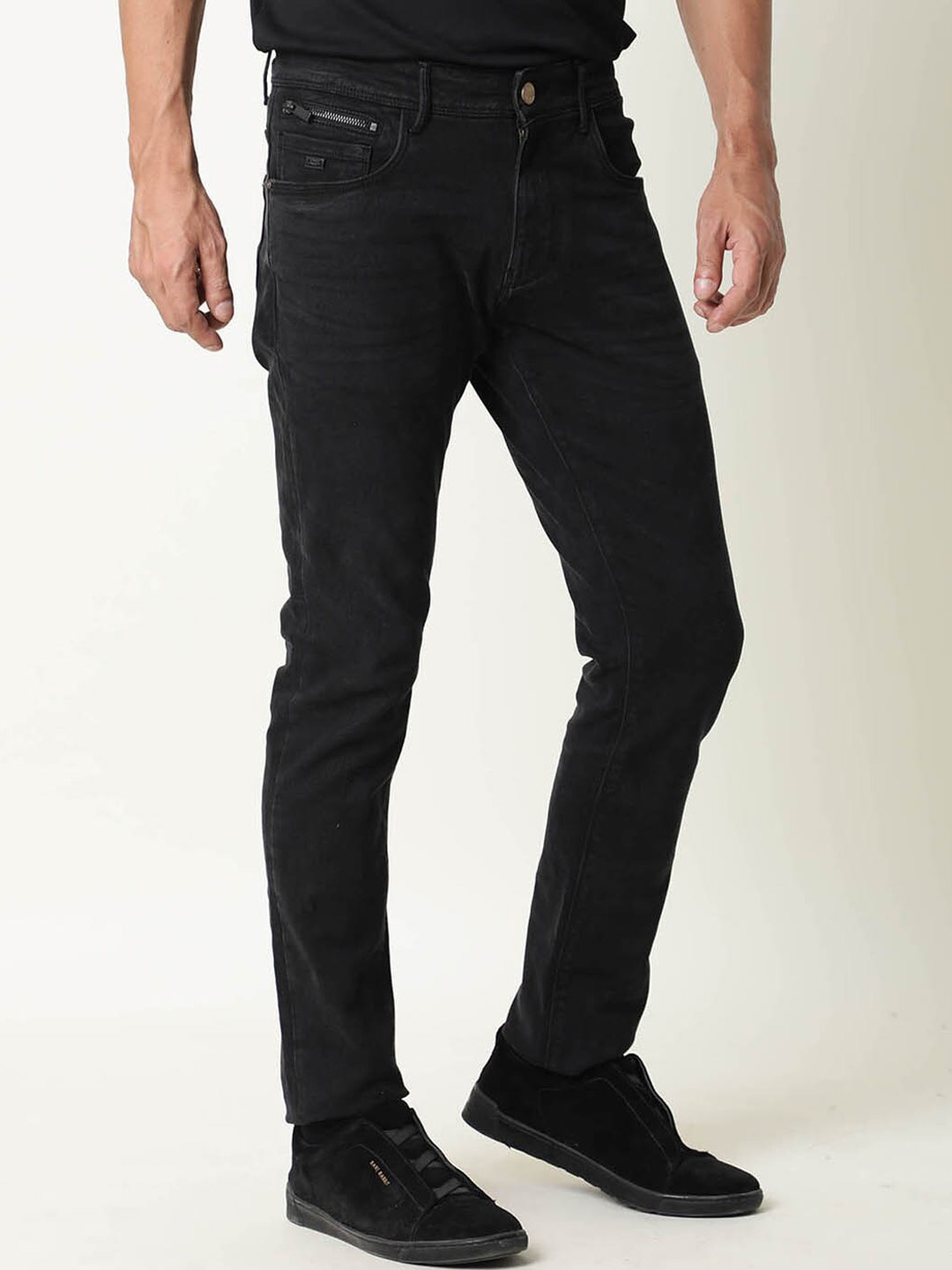 

RARE RABBIT Men Lagos Slim Fit Cotton Jeans, Black