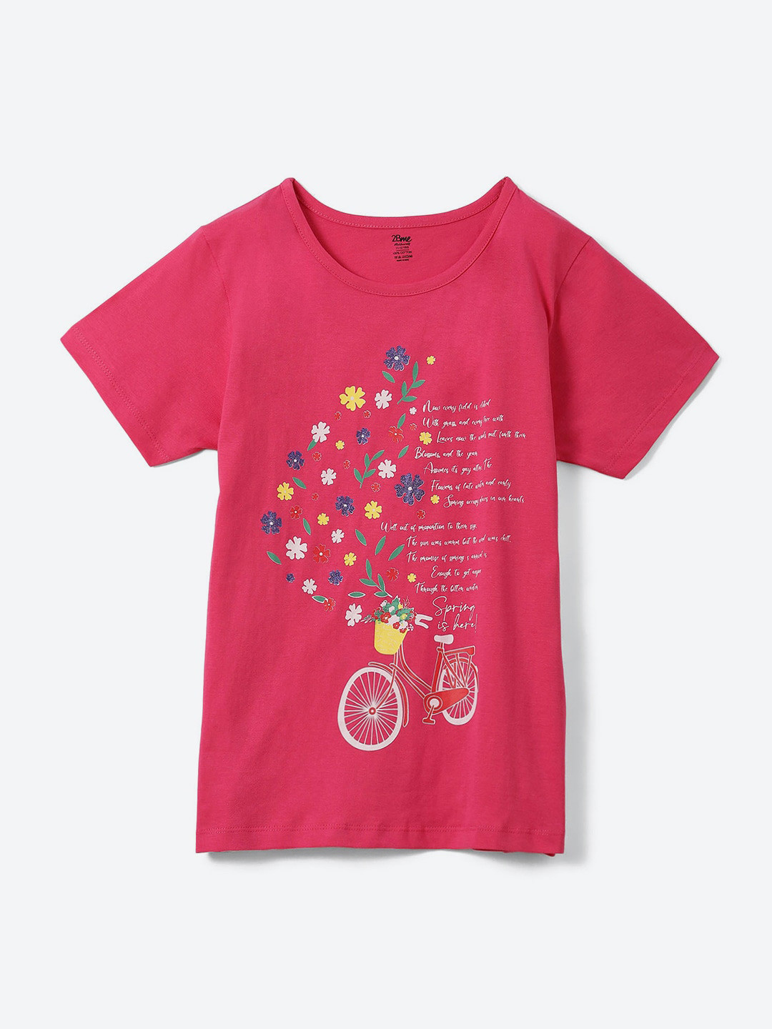 

2Bme Girls Typography Printed T-shirt, Pink