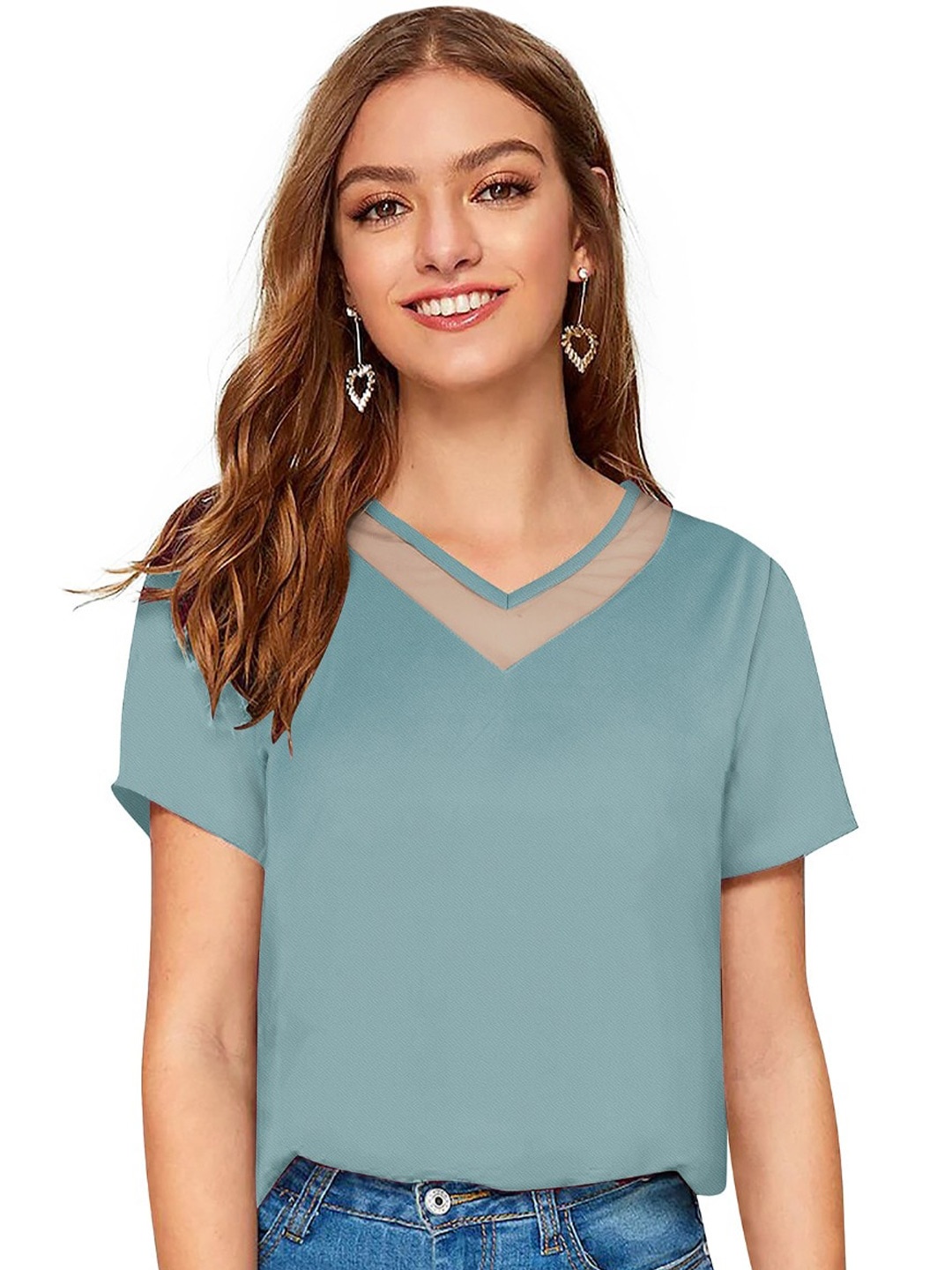 

BAESD V-Neck Cotton Crop Top, Green