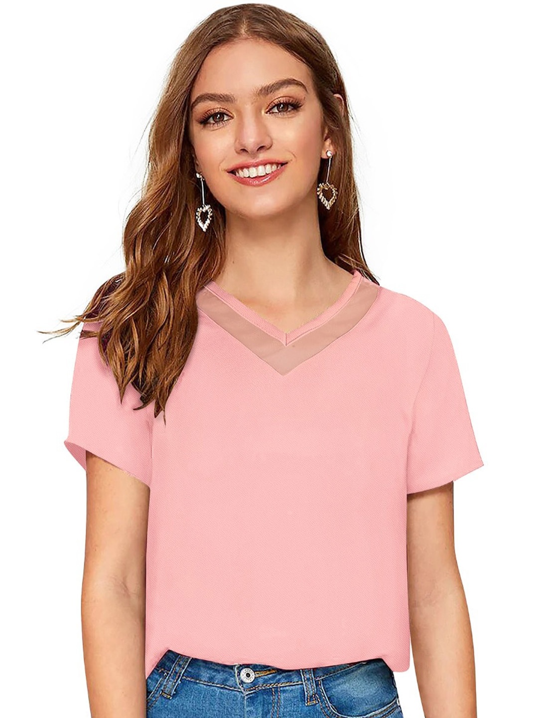 

BAESD V-Neck Boxy Top, Peach