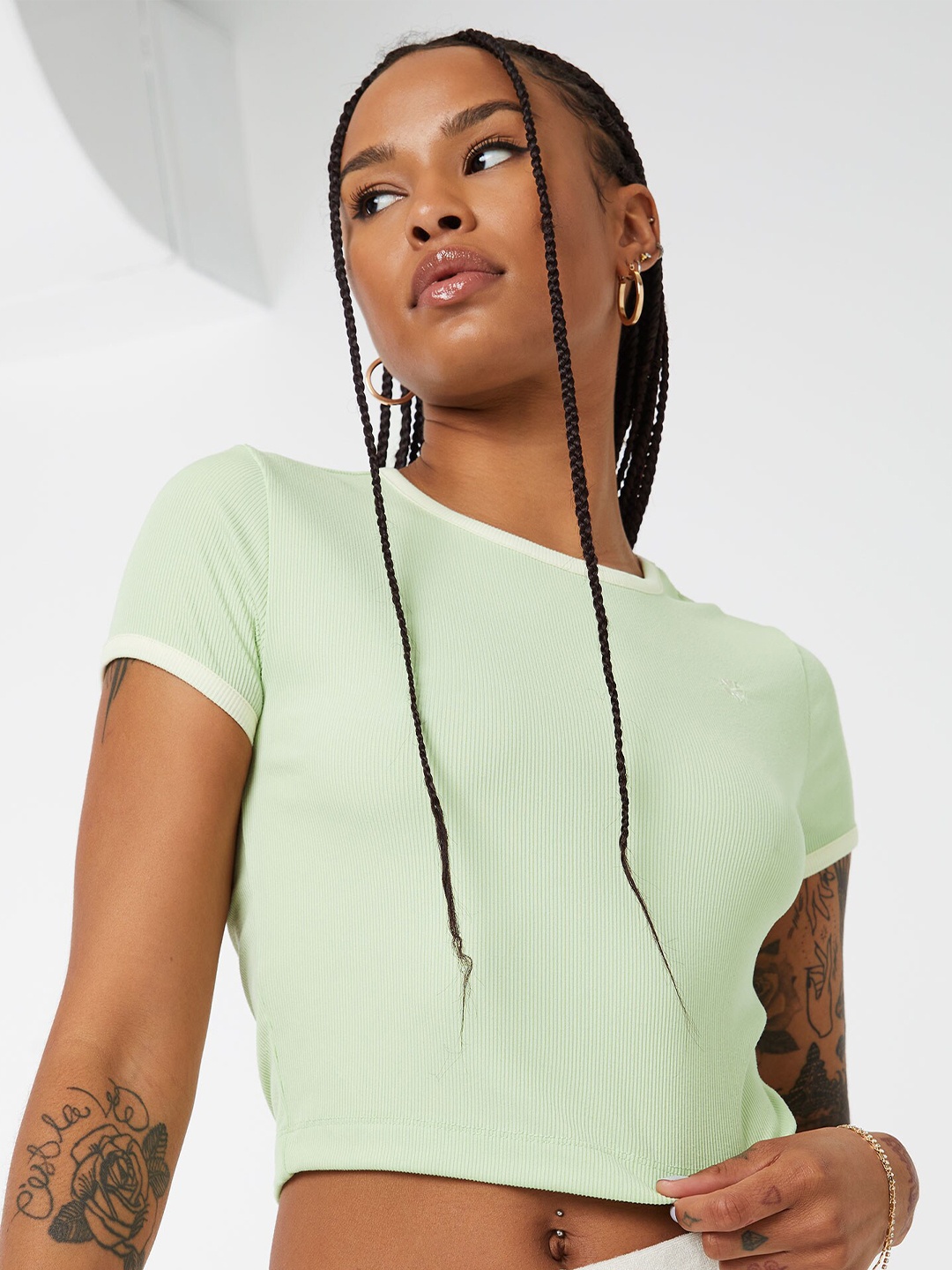 

Ardene Round Neck Short Sleeves Crop Regular T-shirt, Green