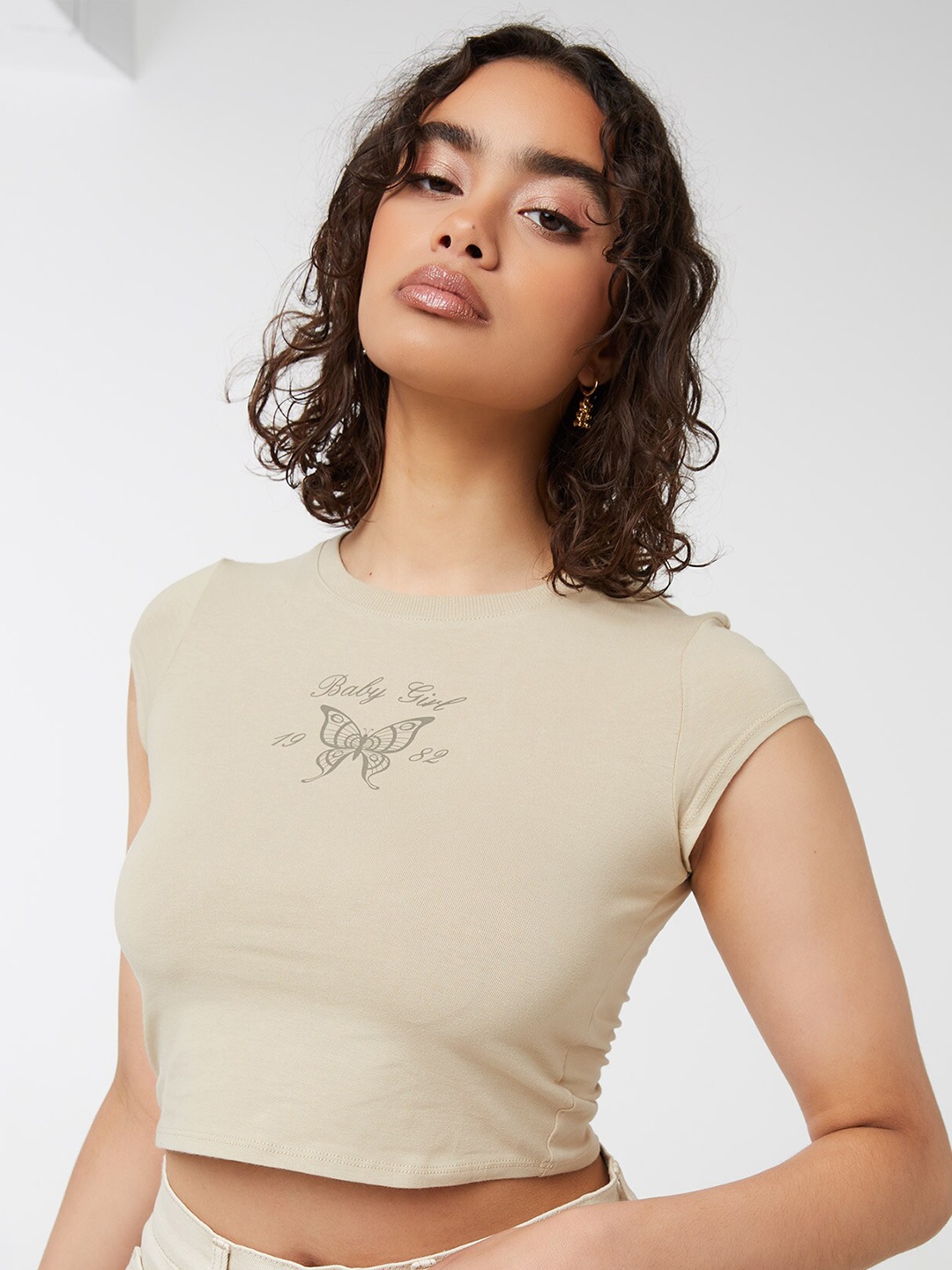 

Ardene Printed Cotton T-shirt, Beige