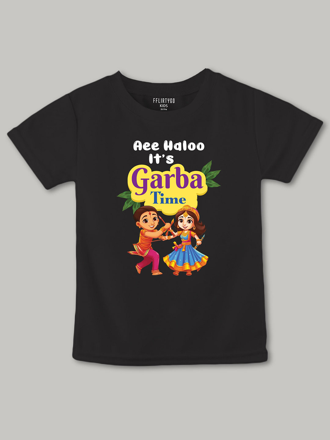 

FFLIRTYGO Kids Typography Printed Cotton T-Shirt, Black