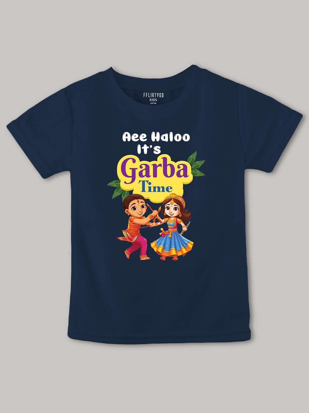 

FFLIRTYGO Kids Graphic Printed Pure Cotton T-shirt, Navy blue