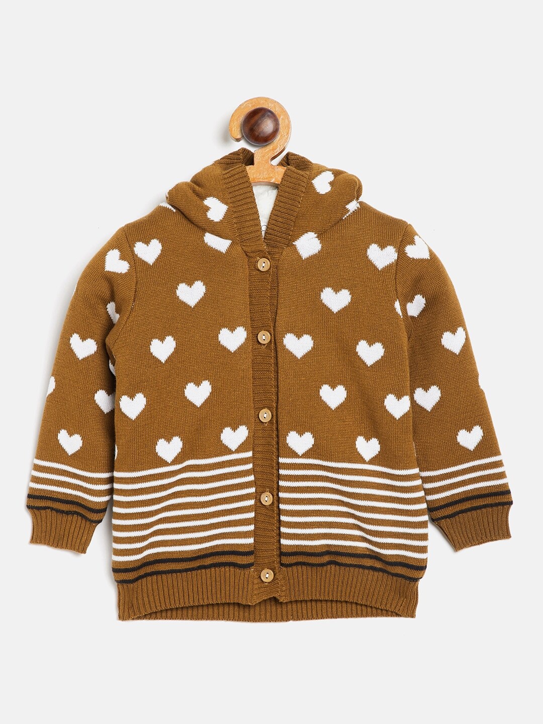 

Wildlinggs Infants Conversational Printed Hooded Cotton Cardigan Sweater, Brown