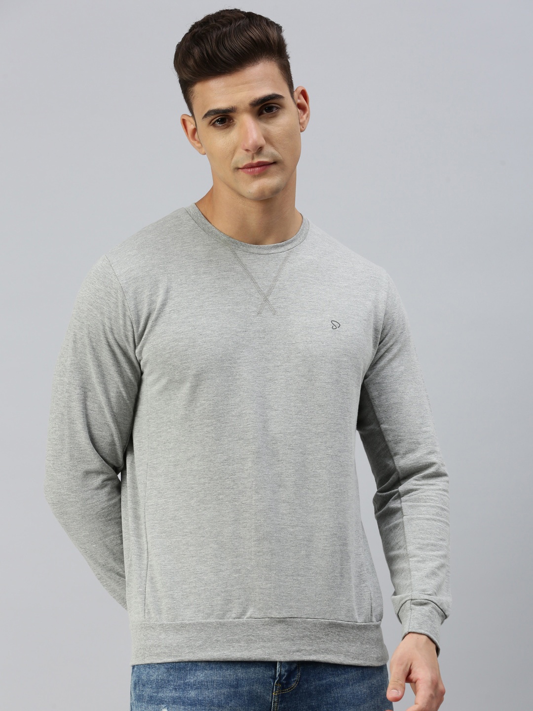 

SPORTO Cotton Pullover Sweatshirt, Grey melange