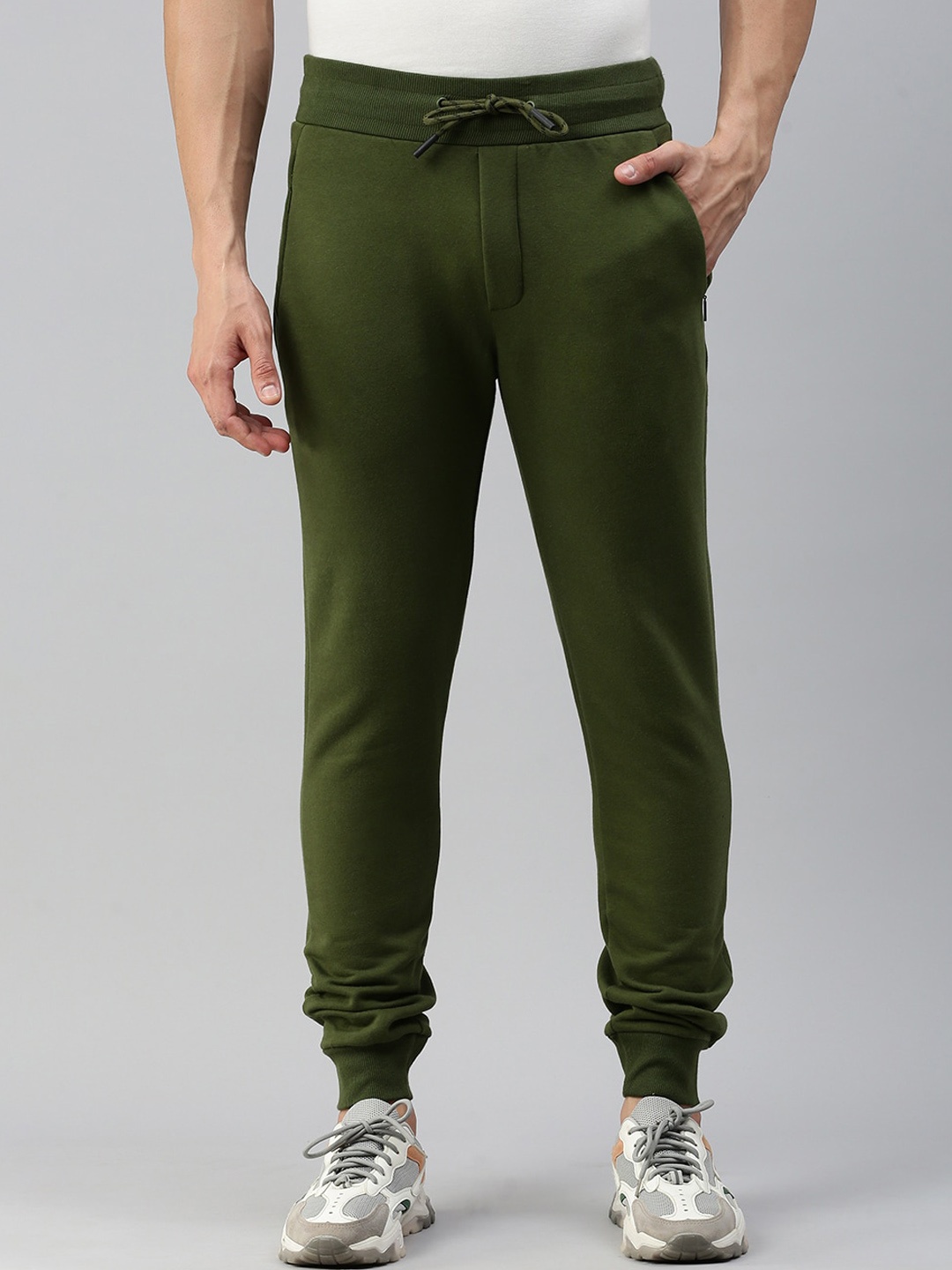 

SPORTO Men Cotton Relaxed Fit Joggers, Olive