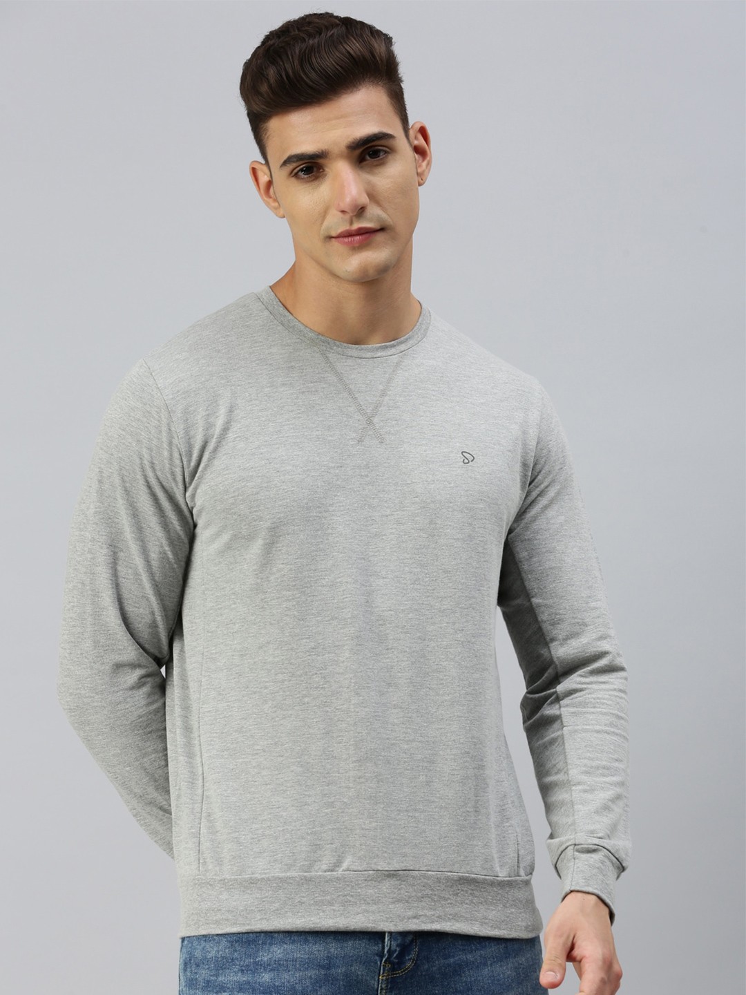 

SPORTO Cotton Pullover Sweatshirt, Grey melange