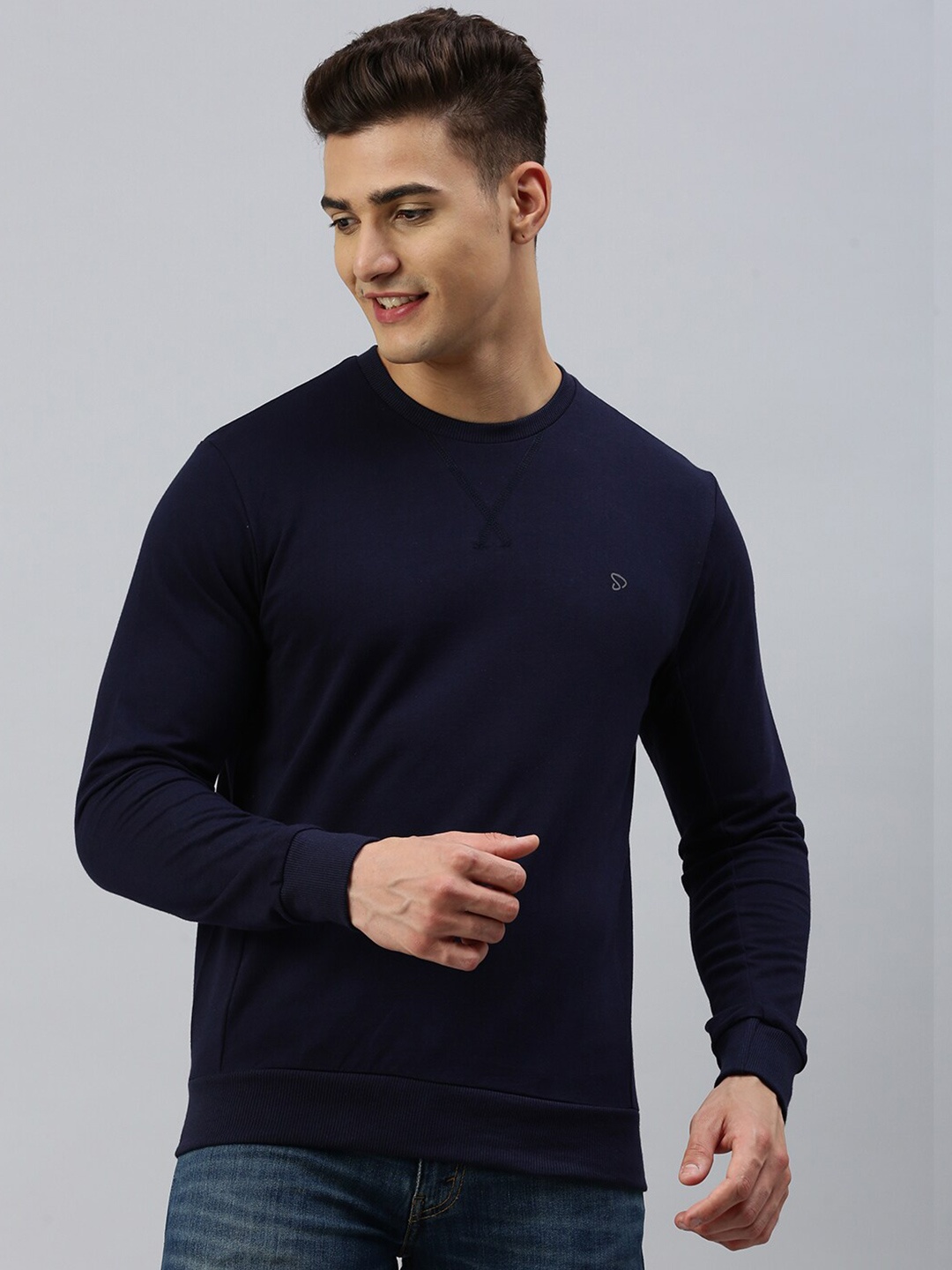 

SPORTO Round Neck Cotton Sweatshirt, Navy blue