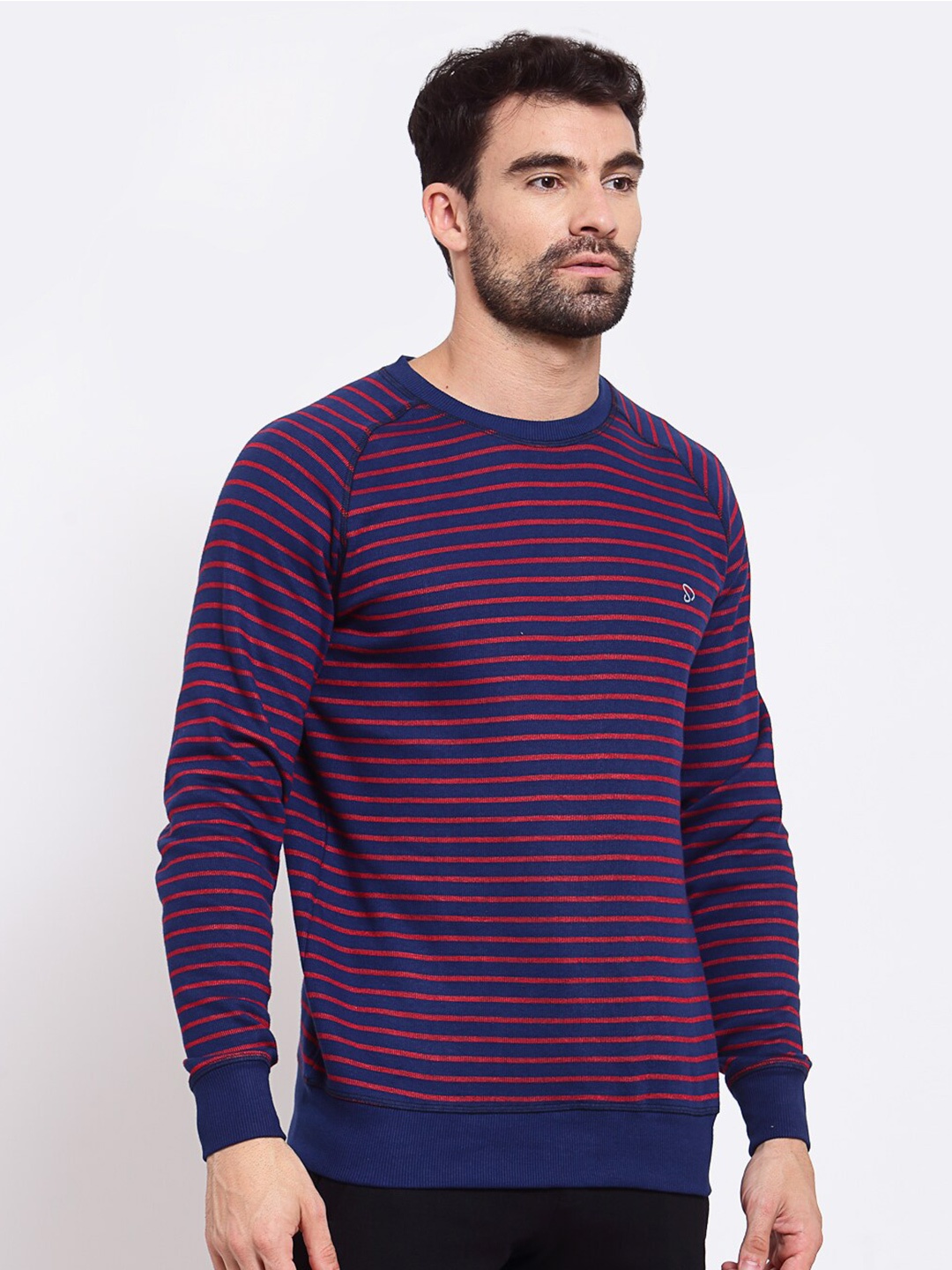 

SPORTO Striped Cotton Pullover Sweatshirt, Red