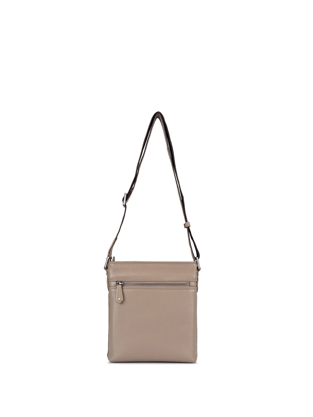 

Da Milano Men Textured Leather Messenger Bag, Taupe