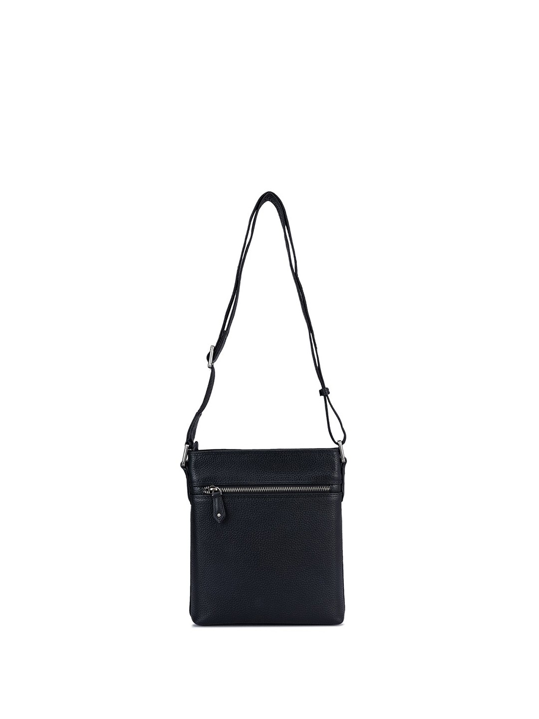 

Da Milano Men Textured Leather Messenger Bag, Black